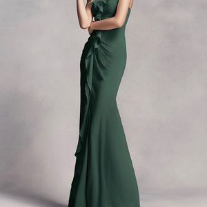 Vera Wang White long forest green dress